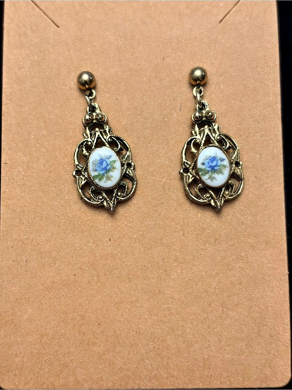 Gold-Tone Floral Drop Earrings